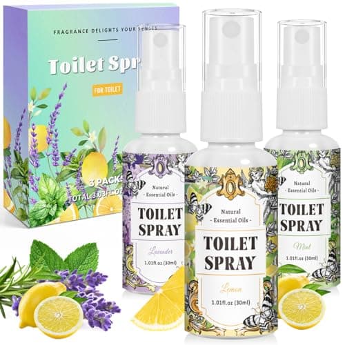 Scent-Hi Toilet Spray 3 Pack, Lavender, Linen & Mint Scented Bathroom Spray