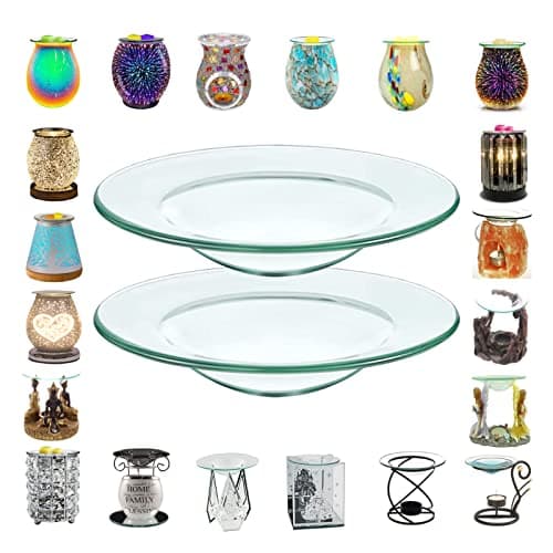 2X MIRUB Replacement Glass Dish for Oil Burner or Tealight candle holder, Replacement glass for wax burner or Wax Melts, spare glass dish for wax burner (12cm – 4.7 Inches)