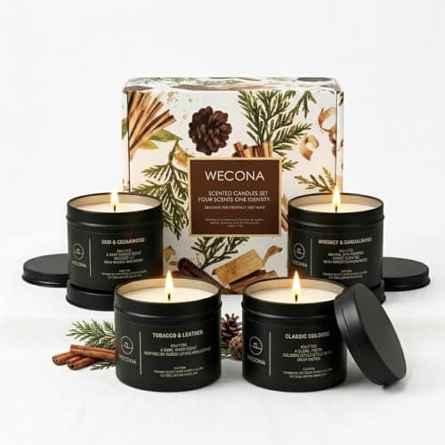 WECONA Candle Gift Set for Men, 4-Piece Scented Candles