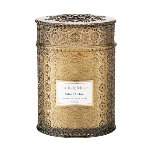LA Jolie Muse Sahara Amber Scented Candles for Home, 19 oz Natural Soy Wax
