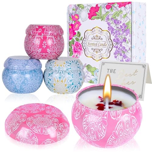 Candles Gifts for Women, Scented Candles Gifts Set,Soy Wax Aromatherapy Candle Gift for Birthady, Mother's Day,Christmas,Bath, Yoga and Weddings, 4 Pack