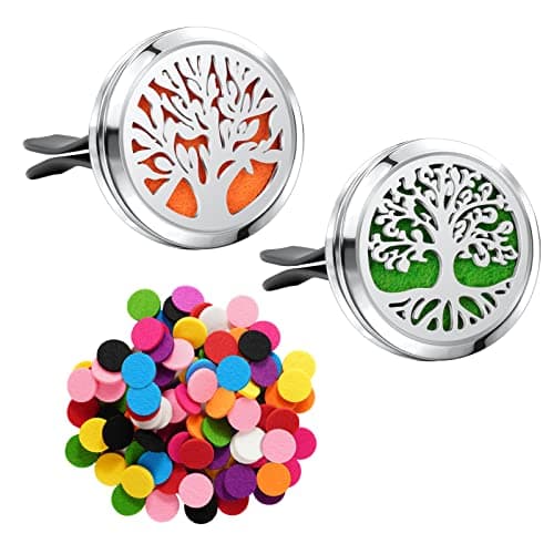 Vicloon Car Aromatherapy Essential Oil Air Freshener 2pcs Vent Clip with 50 Refill Felt Pads for Office or Other Places