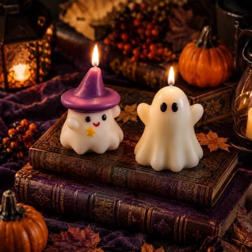 2Pcs Halloween Scented Candles, Cute Halloween Ghost Scented Candles