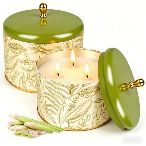 Citronella Candle Outdoor, Citronella Candles Large 260 Hours,Citronella Scented Candle Set 2 Pcs,100% Natural Soy Wax Candle with Lid, Lemongrass Candle Gift Set for Home Garden Patio Party Camping
