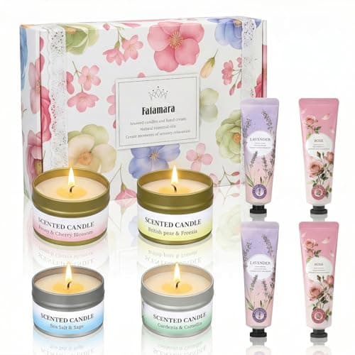 Fafamara Scented Candle Gifts Set, Soy Candles & Hand Creams, 8Pcs