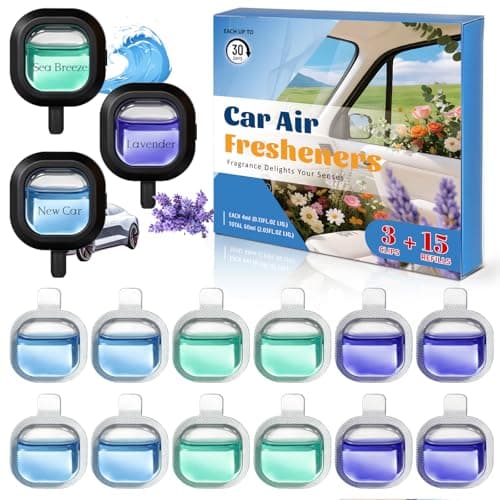 DERDUFT Car Air Freshener Vent Clip, Car Perfume, 3 Diffusers & 12 Refills
