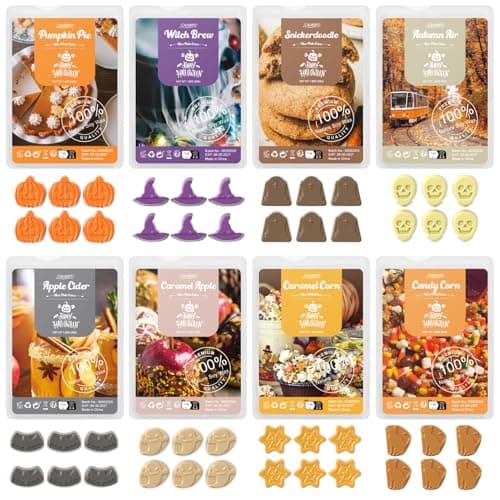 SALUBRITO Halloween Wax Melts, Strong Scented Autumn Candle Gift Set, 8 x 50g, Natural & Long Lasting, Soy Wax Set for Women, Aroma Wax Cubes for Halloween, Birthday, Thanksgiving