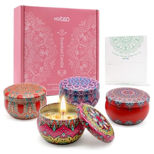 Scented Candles Gift Sets for Women Soy Wax Aromatherapy Candles for Relaxation Stress Relief Spa Yoga 4 Pack Gift Set Ideal Birthday Mother's Day Mom Wife