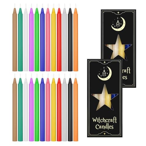 Magic Candles, 24 Pieces Coloured Candles, 16 cm High, Unscented Mini Tapered Candles for Witchcraft, Wiccan Altar, Magic Tools, Rituals, Prayers, Meditation and Party Decoration