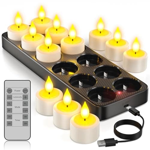 Rechargeable LED Tealights, Pack of 12