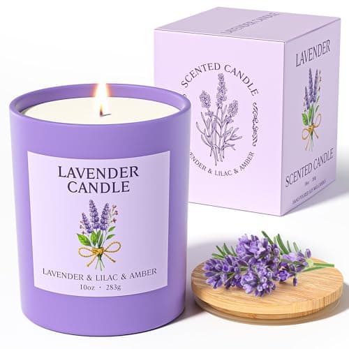 NORVENCE Lavender Candles Gifts for Women, Scented Candle Gifts Set for Her, 283g Soy Candles with Bamboo Lid, Birthday Gifts for Women and Men, Hand-Poured Candle for Relaxation, Home Decor