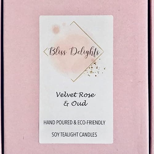 Luxury Scented Soy Tealight Candles | Natural Soy Wax Zero Waste Tealight Refills | Eco-Friendly, Cruelty-Free & Vegan Candles, Aromatherapy & Spa Tealights (Velvet Rose & Oud)