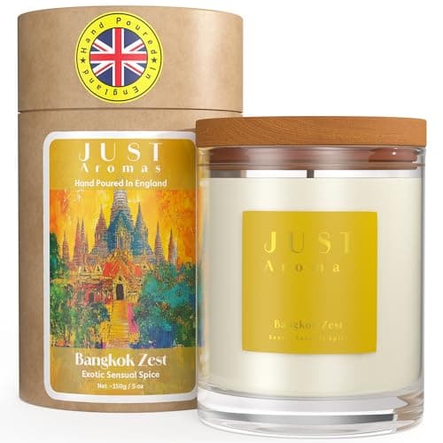 Bangkok Zest Luxury Scented Candle Gift - Hand-Poured in England - Lemongrass & Ginger Aroma - Up to 40 Hours Burn Time
