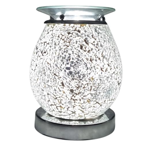 Cello Silver Mosaic Touch Electric Wax Melt & Oil Burner – Scented Fragrance Diffuser, Home & Living Room Décor, Night Light, Bedroom & Office Accessories Present Gift Touch Control