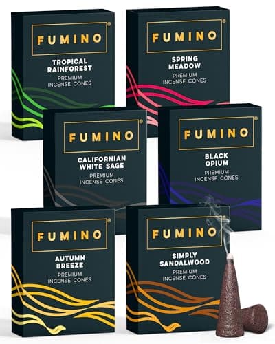 Incense Cones 90 Pack 6 Scents - Handmade Natural, Long Burn Low Smoke