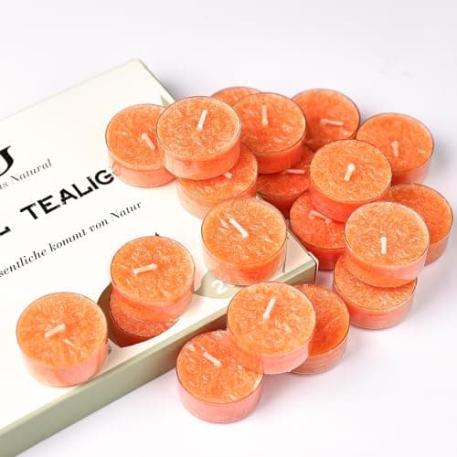 20 Pack Orange Scented Tealight Candles, About 5-Hour Burn Time