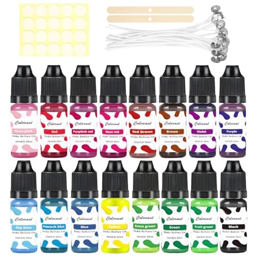 Candle Dye, Highly Concentrated Oil-Based Wax Dye, 16 Colours, Each 10ml