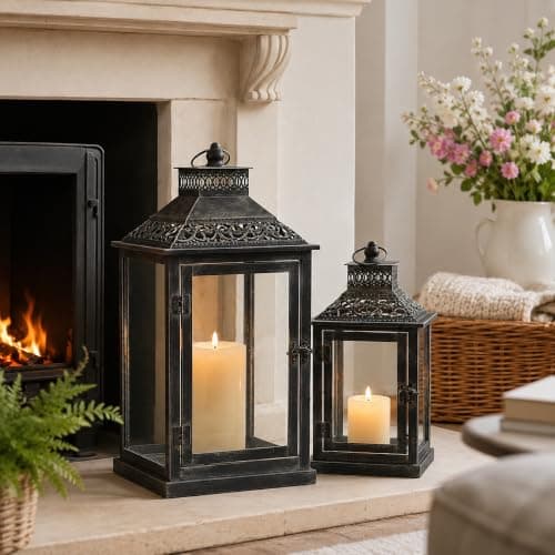 Hanging Glass Garden Lanterns, Set of 2