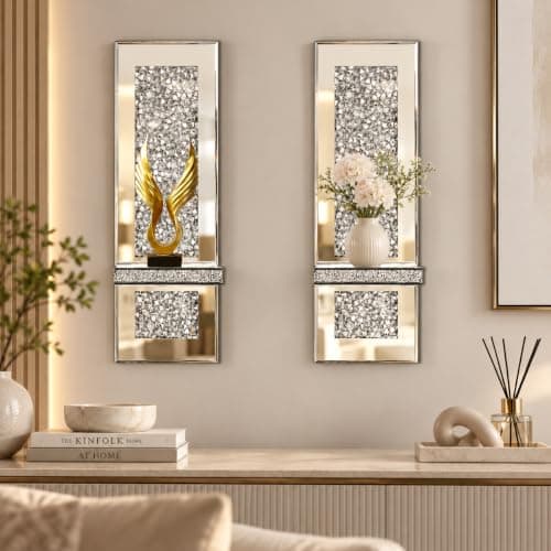 Elegant Silver Mirrored Candle Sconce, Set of 2