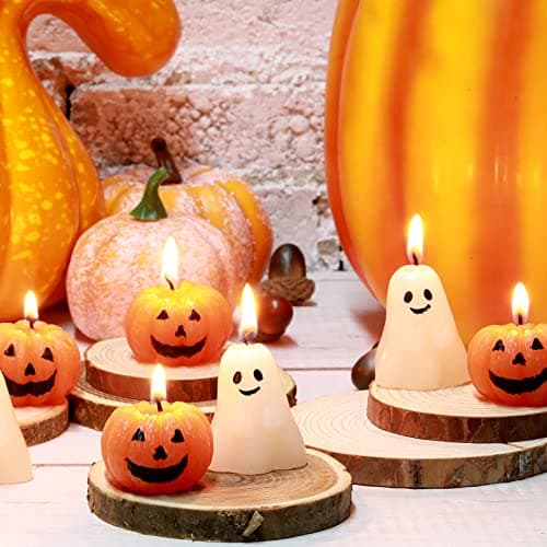 Nuanchu 12 Pcs Halloween Pumpkin Ghost Candles Scented Spooky Decor Gifts