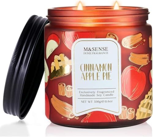 M&SENSE Christmas Candle Cinnamon Apple Scented, Soy Wax 11.6oz
