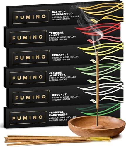 Incense Sticks Tropical Tastes 84 Pack 6 Scents - Handmade Low-Smoke