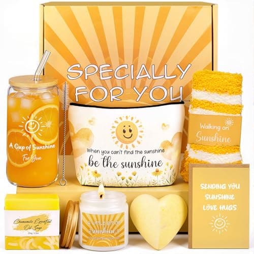 8Pcs Yellow Self Care Gift Basket