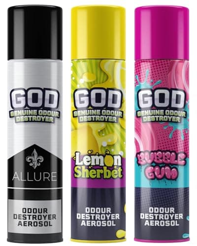 GOD Blast 750ml Aerosol (3 Scent Variety Pack) – Fast Acting Odour Neutraliser Spray. Extra Strong & Long Lasting Air Freshener. Eliminates Tough Odours in High Demand Indoor Spaces. Made in the UK