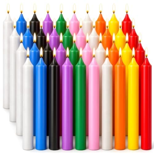 40 Pack Spell Chime Candles, 4" Unscented Mini Magic Coloured Taper Candle