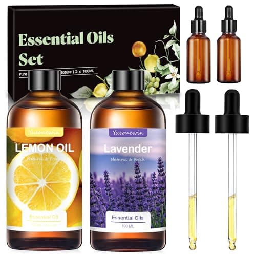 2x100ml Essential Oils Gift Set, Pure Lemon Oil+Lavender Oil for Diffusers