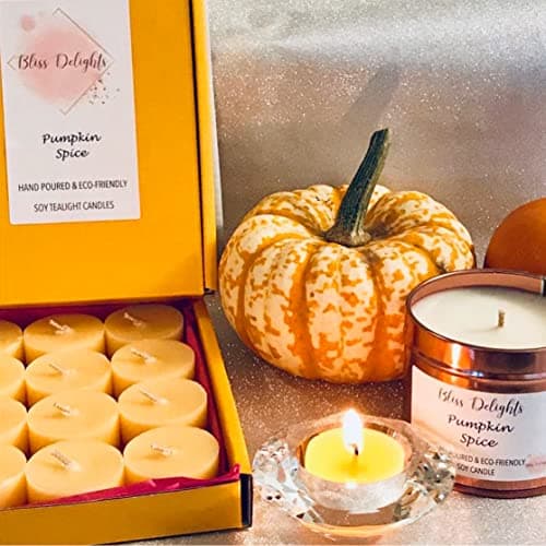 Luxury Scented Soy Tealight Candles | Natural Soy Wax Zero Waste Tealight Refills | Eco-Friendly, Cruelty-Free & Vegan Candles, Aromatherapy & Spa Tealights (Pumpkin Spice)