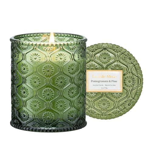 LA Jolie Muse Pomegranat Pine Scented Candle, Holiday Candle Gifts, Candles for Home Scented, 40 Hours Burn Time