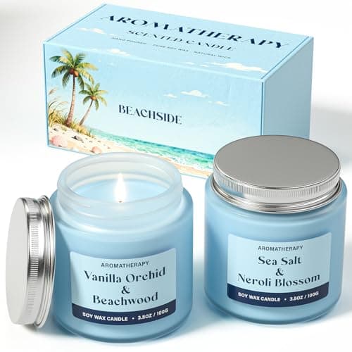 Waxcanpy Summer Scented Candles Gifts for Women, Soy Candle Gift Set, 2 Pack Fresh Summer Aromatherapy Candles for Relaxing & Home Decor