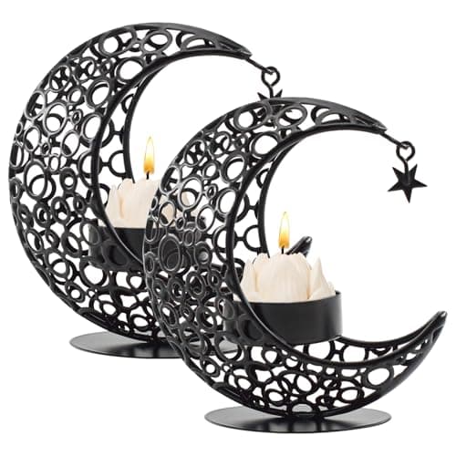 Moon Metal Tealight Candle Holders Set of 2