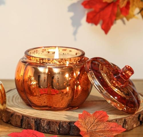 Pumpkin Shaped Candles, Pumpkin Spice Scented Candles, Autumn Candle, Fall Candle Gift, Decorations for Home, 12oz, Farmhouse