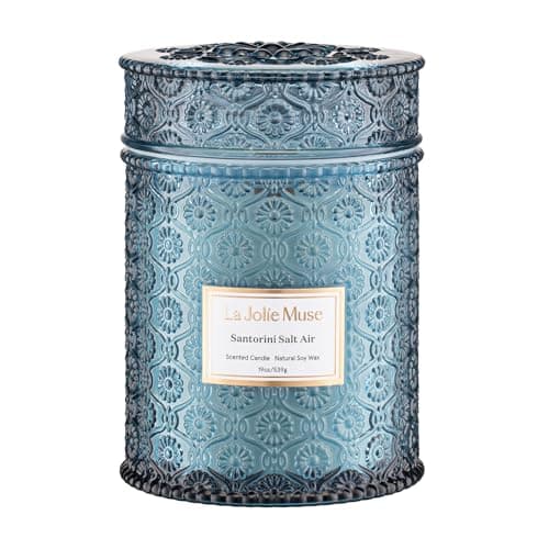 LA Jolie Muse Santorini Salt Air Scented Candles for Home, 19 oz Soy Wax