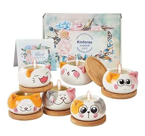 Kinforse Scented Candles Gifts for Women, Cat Gift Set for Ladies Birthday