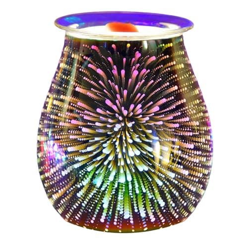 Makimoo Stunning Electric Wax Melt Burners, Oil Burner, Wax Warmer, Night Light Oil Lamp for Home Decoration (3D Fireworks)