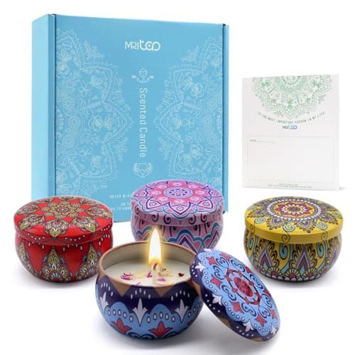 Scented Candles Gift Sets for Women Soy Wax Aromatherapy Candles for Relaxation Stress Relief Spa Yoga 4 Pack Gift Set Ideal Birthday Mother's Day Mom Wife