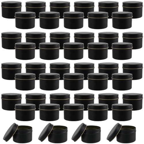 HAKZEON 48 PCS 4 oz Black Candle Tins with Lids, Empty Candle Jars, Metal Tins Candle Containers for Making Candles, Arts & Crafts Projects