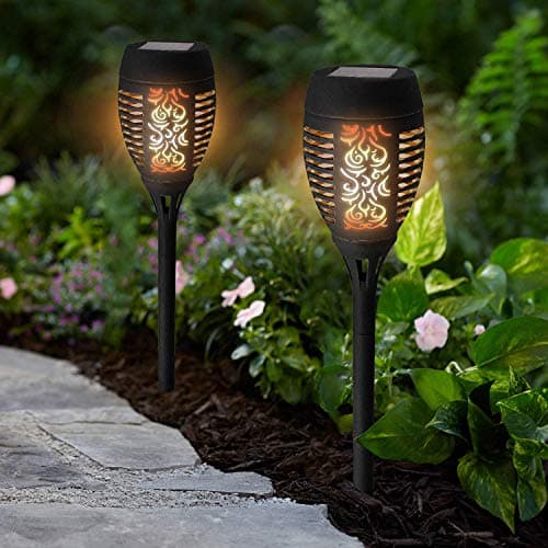 Greenfields 2 Pack 36 LED Solar Torch Light Dancing Flickering Flame Effect Stake Light Waterproof Outdoor Garden Landscape Path Lamp