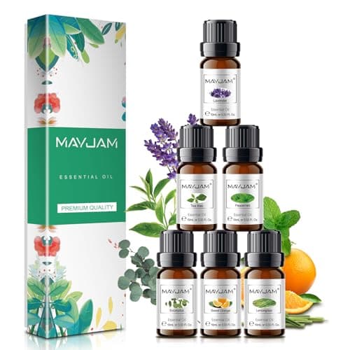 MAYJAM Essential Oils Gift Set for Aromatherapy, Humidifier - 6 x 10ml