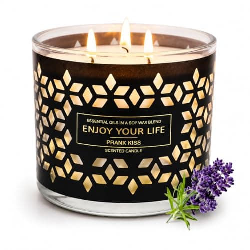 3-Wick Lavender Scented Candle 14oz Soy Wax Large Jar Gift Set for Home
