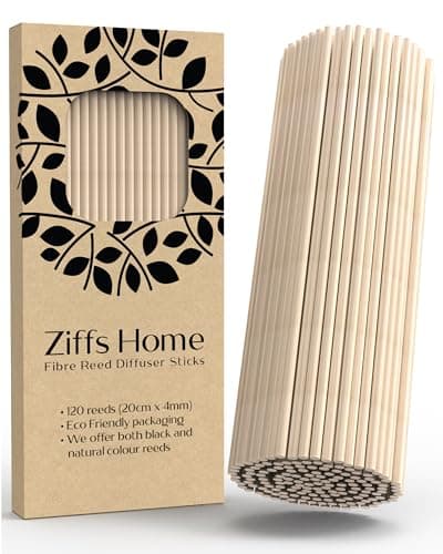 Ziffs Home® 120 Natural Fibre Reed Diffuser Sticks - 20cm x 4mm - Thick Diffuser Reeds Sticks - Diffuser Sticks for Diffuser Oils Fragrance Refill - Fibre Reeds for Diffusers