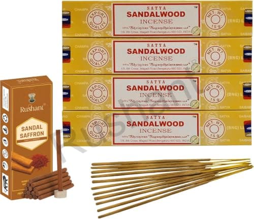 Sandalwood Incense Sticks 15 Grams x 4 Packs | For Meditation, Yoga, Healing, Aromatherapy, Relxation, Spirituality |