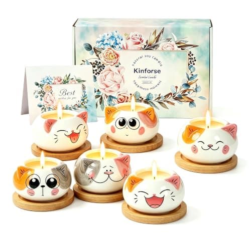 Kinforse Scented Candles Gifts for Women, Cat Gift Set for Ladies Birthday