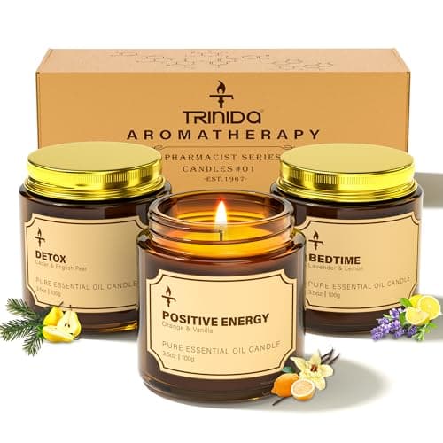 TRINIDa Candles Gifts for Women, 3 Pack 3.5 oz Scented Candles Set for Positive Energy & Detox & Deep Sleep, Natural Soy Wax Candle Set Long Burning for 90-105 Hrs, Aromatherapy Candle Gift Set