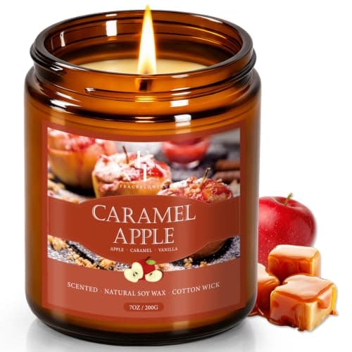 Autumn Candle, Caramel Apple Scented Candles for Home, Natural Soy Autumn Candle Aromatherapy Candle, 7 oz Jar Candles Fall Gifts for Women Men
