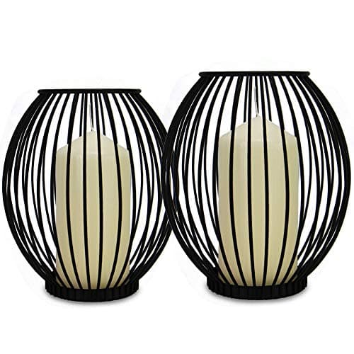 Set of 2 Black Birdcage Candle Holders|Decorative Lanterns