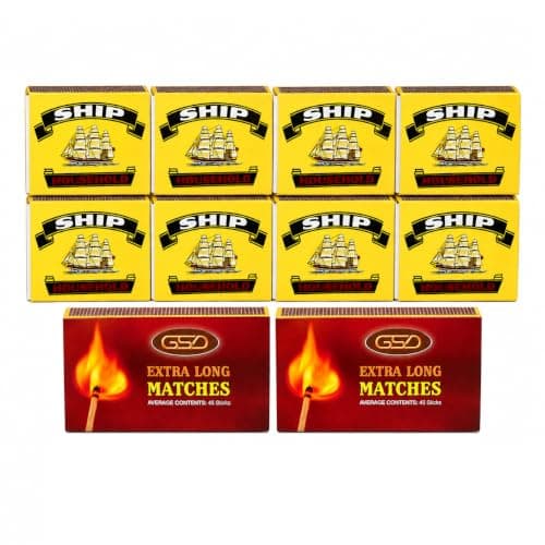 GSD Extra Long Macthes 2pk | Ship Safety Small Matches Box for Cooking, Candels, BBQ and Camping 10Pk